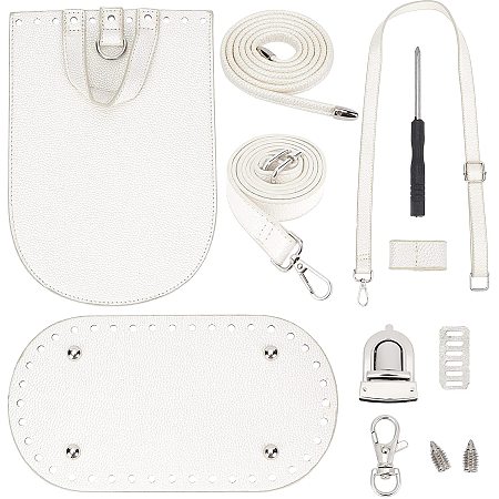 Pandahall Elite White PU Leather Backpack Making Kits Bag Bottom Shaper Pad Insert Cushion Base with Holes DIY Knitting Crochet Bags for Handscrafted Woven Bags DIY Shoulder Bag Purse Satchet