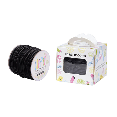 Arricraft Elastic Cord, with Nylon Outside and Rubber Inside, Round, Black, 2mm; 43.74yards/roll(40m/roll)