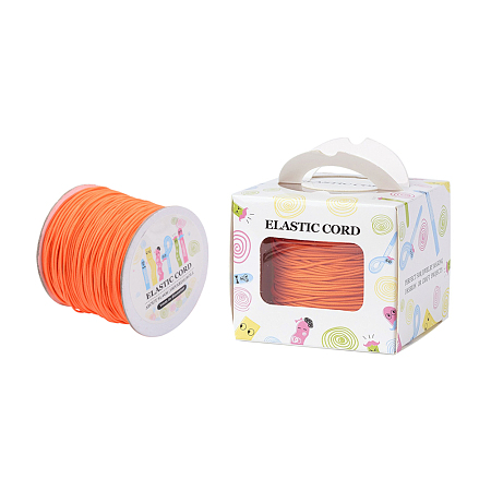 Elastic Cord, with Nylon Outside and Rubber Inside, Round, Orange Red, 1mm; 109.36yards/roll(100m/roll)