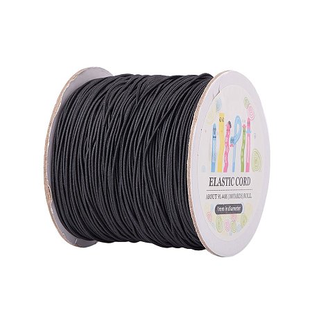 ARRICRAFT 1 Roll(100m, about 100 Yards) Black Round Elastic Cord Beading Crafting Stretch String, 1mm