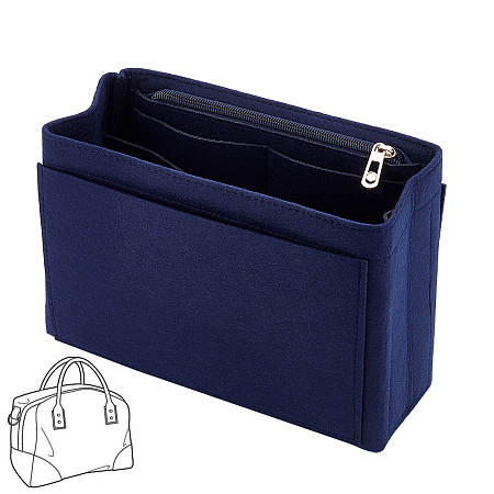 WADORN Wool Felt Purse Organizer Insert, Mini Envelope Handbag Shaper Premium Felt, Bag Accessories, Rectangle, Midnight Blue, 22.5x9x16cm