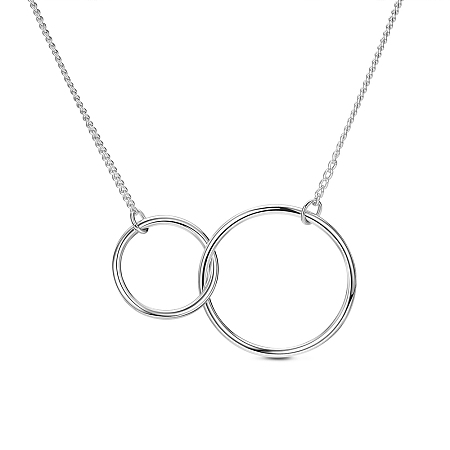 SWEETIEE 925 Sterling Silver Mother Daughter Necklace with Interlocking Rings Pendant Eternal Love Necklace
