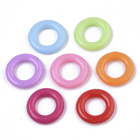Honeyhandy Opaque AS Plastic Linking Rings, Round Ring, Faceted, Mixed Color, 14x2.5mm, Inner Diameter: 7mm, about 2500pcs/500g