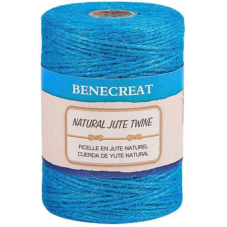 BENECREAT 656 Feet 2mm Natural Jute Twine 3Ply Blue Jute String Rope for Gardening, Gift Packing, Arts & Crafts and Party Decoration