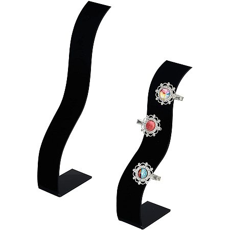 PandaHall Elite 2pcs Hair Clip Display Stands, Black Acrylic Hairbow Stands 2 Sizes S-shaped Hairpin Organizer Holder Barrette Storage Rack Hair Clip Jewelry Stands for Teen Women Merchant 7.4/10 Inch