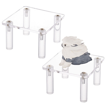 FINGERINSPIRE Square Transparent Acrylic Minifigure Display Stands, for Toys Figures, Clear, Finish Product: 8x8x4.9cm, about 9pcs/set