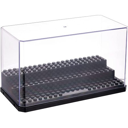 OLYCRAFT Acrylic Display Case Display Case for Minifigure Action Figures Blocks Removable Display Box Cube Showcase for Models Gifts Dustproof Storage Display Boxes - Black