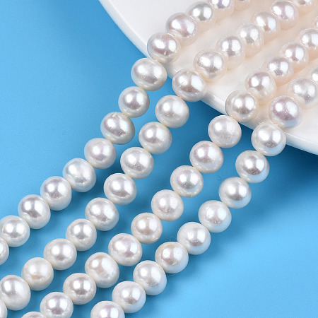 Natural Cultured Freshwater Pearl Beads Strands, Potato, Seashell Color, 8.5~9x7.5~8mm, Hole: 0.8mm, about 51~54pcs/strand, 15.79 inch~16.42 inch(40.1cm~41.7cm)