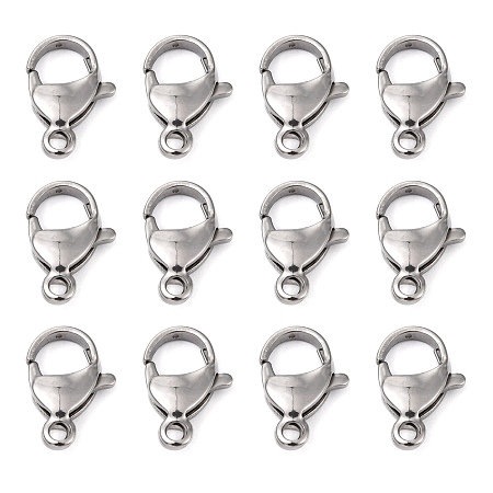 Honeyhandy Polished 304 Stainless Steel Lobster Claw Clasps, Parrot Trigger Clasps, Stainless Steel Color, 16x11x5mm, Hole: 2mm