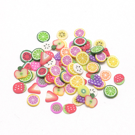 ARRICRAFT Handmade Polymer Clay Cabochons, No Hole, Fruit, Mixed Color, 4~6x4~6x0.3~0.8mm