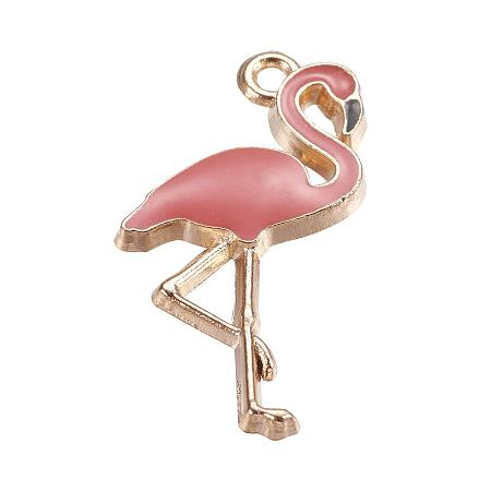 ARRICRAFT 10pcs PaleVioletRed Flamingo Shape Alloy Enamel Pendants for DIY Bracelet Necklace Making, Hole: 1mm