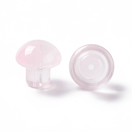 Honeyhandy Transparent Glass Beads, Mushroom, Pearl Pink, 13.5x13.5mm, Hole: 1.6mm