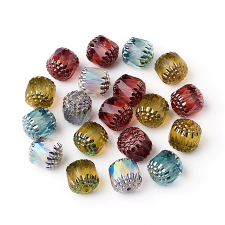 Arricraft Electroplated Czech Glass Beads, Retro Style, Faceted, Oval, Mixed Color, 10.5x10mm, Hole: 1mm