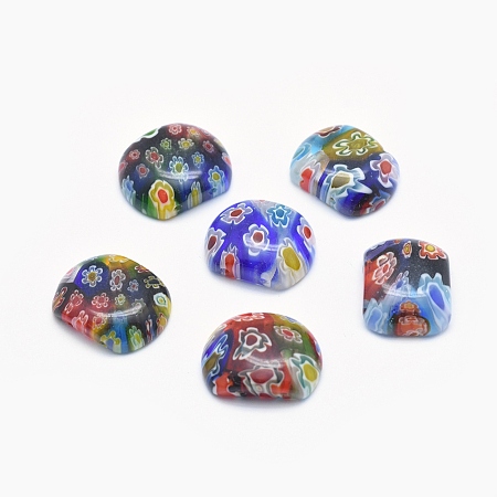 NBEADS Handmade Millefiori Glass Beads, Rectangle, Mixed Color, 15~17x20~22x5~7mm, Hole: 1mm