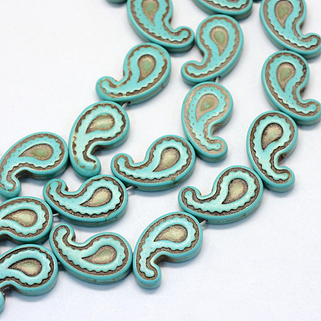 Arricraft Synthetic Turquoise Bead Strands, Tadpole, Dyed, Turquoise, 21x12.5x4mm, Hole: 1.5mm, about 22pcs/strand, 15.7'