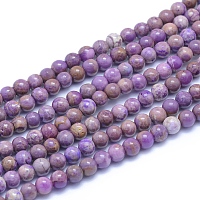 Honeyhandy Natural Lepidolite/Purple Mica Stone Beads Strands, Round, 5~5.5mm, Hole: 0.7mm, about 83pcs/strand, 15.75 inch(40cm)