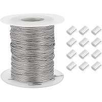 PandaHall Elite 328 Feet/109 Yards 0.6mm Heavy Duty Picture Hanging Wire, 304 Stainless Steel Photo Frame Hanging Wire with 30 pcs Aluminum Crimping Loop Sleeve for Mirrors Frames, Load Capacity 13.8LB