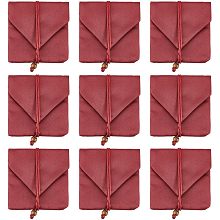 BENECREAT 10PCS Dark Red Brocade Jewelry Gift Pouches, 3.93x3.6inch Rectangle Jewelry Packaging Bag for Holding Jewelry, Jade, Beads, Coin