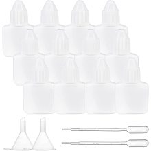 BENECREAT 20 Pack 0.34oz/10ml Empty Eyelash Extension Glue Bottle(White) Leak-proof Eyelash Extension Glue Container with 2pcs Plastic Hopper, 4pcs 1ml Disposable Pipettes