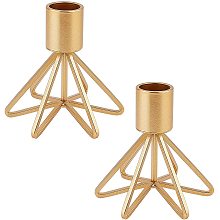 AHANDMAKER 2 Pcs Geometric Candle Holders Candlestick Holder, Modern Decorative Candle Holder for Tapered Candles Home Table Wedding Dinning Party Centerpiece, Gold