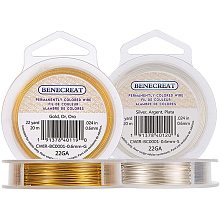 BENECREAT 2 Rolls 22-Gauge Tarnish Resistant Silver/Gold Coil Wire, 132-Feet/44-Yard in Total