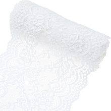 GORGECRAFT 5 Yards Lace Roll White Cotton Lace Trim Fabric 6.9" Wide for Dress Tablecloth Hair Band Wedding Festival Event Decorations