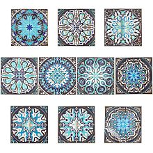 AHANDMAKER 30 Pcs Mandala Tile Stickers, Waterproof Removable Tiles Sticker Self Adhesive Stair Stickers Mexican Backsplash Tile Decals for Flooring, Kitchen Tiles, Stairs, Rooms Decor