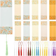 AHANDMAKER 20Pcs Paper Cardstock Art Bookmarks, Rectangle Waxed Xuan Paper Calligraphy Bookmark, Blank Cardstock Bookmarks with Tassels for Calligraphy Painting DIY Craft Projects-Colorful