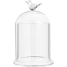 CHGCRAFT Arch Shape Bird Pattern Glass Cloche Dome Cover Terrarium with Glass Base Decorative Display Case for Candle Holder Eternal Flower Plant Garage Kits Display, 4x6.5inch