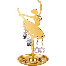 FINGERINSPIRE Dancer Shape Earring Display Stands Metal 8.2 inch High Golden 6 Holes Earring Storage Tray Jewelry Display Holder for Long Earrings Ear Studs Rings Jewelry Tower for Retail Trade Show