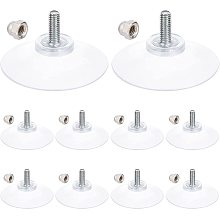 GORGECRAFT 12 Sets License Plate Suction Cups Hooks Clear 2.1" Silicone Transparent PVC Suctions Cup Holders Pads Sucker Bathroom Kitchen Shelf Accessories with M6 Cap Nut for Shade Glass