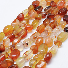 Honeyhandy Natural Carnelian Beads Strands, Tumbled Stone, Nuggets, 8~15x5~10mm, Hole: 1mm, 15.3 inch~15.7 inch(39~40cm)