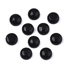 Honeyhandy Natural Black Onyx Cabochons, Half Round/Dome, 8x3~4mm