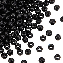 OLYCRAFT Glass Beads, Rondelle, Black, 6.3x5mm, Hole: 2.5mm