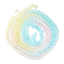 Transparent Glass Beads Strands, Faceted, Round, Light Sky Blue, 4~4.5mm, Hole: 1mm, about 90~95pcs/strand, 13.98''(35.5cm), 2 Strands/set