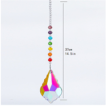 Honeyhandy Chakra Theme K9 Crystal Glass Big Pendant Decorations, Hanging Sun Catchers, Maple Leaf, Colorful, 37cm