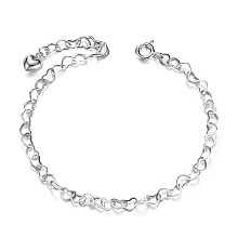 SHEGRACE Attractive 925 Sterling Silver Bracelets, Heart, Platinum, 7-5/8 inch(195mm)