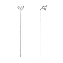 SHEGRACE Attractive Rhodium Plated 925 Sterling Silver Thread Earrings, Heart Knot, Platinum, 60mm