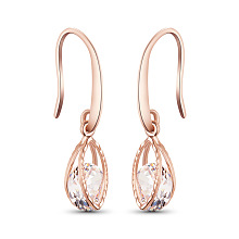 SWEETIEE Wedding Earrings for Bridesmaids, Rose Gold Plated Hook Earrings, Oval Dangle Earring Drop Earrings