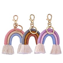 Arricraft 3Pcs Boho Rainbow Keychain Mini Macrame Rainbow Cute Keychain Weaving Rainbow Tassel Keychain for Women Girls, Colorful, 11x7cm