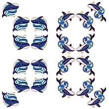 Arricraft 20Pcs Whale Enamel Charm Pendant Blue Whales Fish Charm Sea Animal Pendant for Jewelry Necklace Bracelet Earring Making Crafts, Golden, 35x22mm, Hole: 2mm