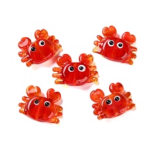 Honeyhandy Handmade Lampwork Beads, Crab, 17~18.5x23~24.5x7~8.5mm, Hole: 2mm