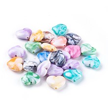 Arricraft Acrylic Imitation Gemstone Beads, Heart, Mixed Color, 20x23x8~8.5mm, Hole: 2.5~2.8mm, about 230pcs/500g