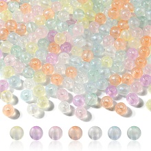 Honeyhandy Rainbow Iridescent Plating Acrylic Beads, Glitter Beads, Round, Mixed Color, 5.5x5mm, Hole: 1.8mm