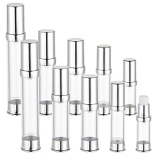 Olycraft 10Pcs 5 Styles Plastic Pump Bottles, with Alumite Cover, Refillable Lotion Bottle, Column, Platinum, 2.2~2.95x8.26~16.25cm, Capacity: 5~30ml(0.17~1.01fl. oz), 2pcs/style