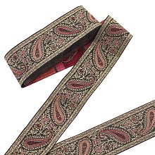 NBEADS Ethnic Embroidery Polyester Flat Ribbons, Jacquard Ribbon, Floral Pattern, Hot Pink, 2 inch(50mm), about 9.84 Yards(9m)/Bundle