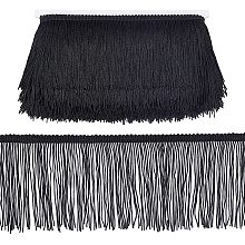 OLYCRAFT 10M of 4 Inch Fringe Trim Lace Tassel Black Polyerter Fibre Tassel for Latin Dance Dress DIY Clothing Embellishment Lamp Shade and Pillow Decorations (11 Yards)