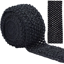 GORGECRAFT 5.5 Yards 2.8" Wide Elastic Crochet Headband Ribbon Crochet Stretch Trim Fabric for Hair Accessories Tube Top, Black