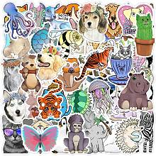 Waterproof PVC Adhesive Sticker Stickers, for Suitcase, Skateboard, Refrigerator, Helmet, Mobile Phone Shell, Animal Pattern, 5~8x5~8cm, 50pcs/bag