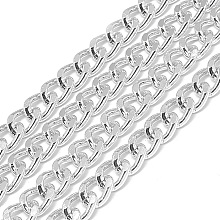 Honeyhandy Unwelded Aluminum Curb Chains, Silver, 9x7x1.8mm